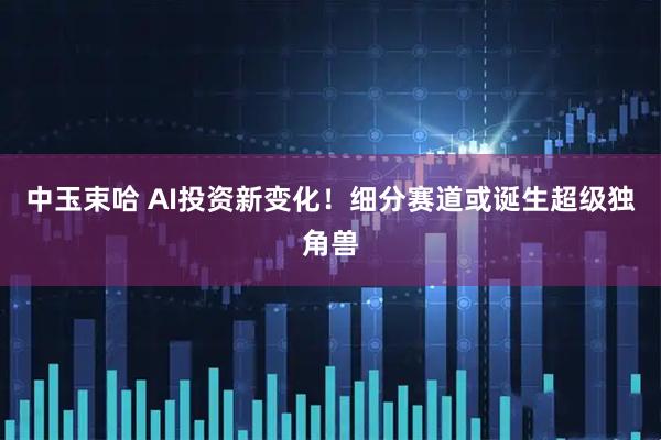 中玉束哈 AI投资新变化！细分赛道或诞生超级独角兽